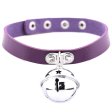 (image for) Leather Silver Bell Pendant Collar