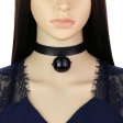 (image for) Leather Black Bell Pendant Collar