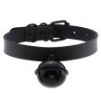 (image for) Leather Black Bell Pendant Collar