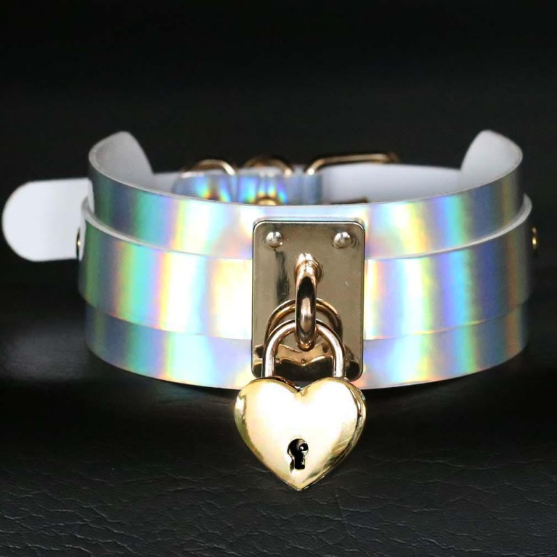 (image for) Laser Golden Heart Lock Neck Necklace