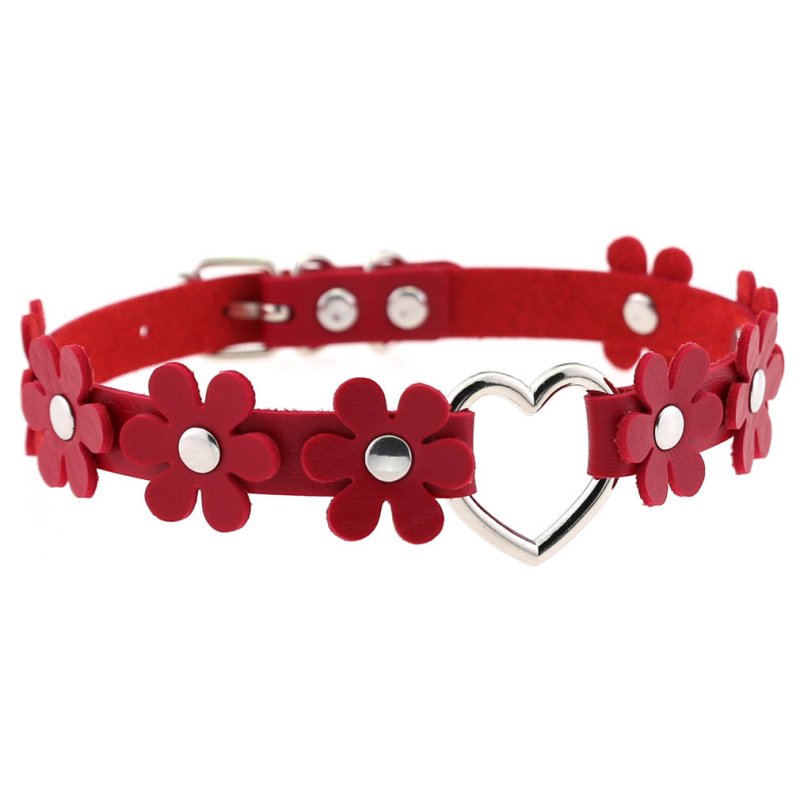 (image for) Flower PU Leather Heart Collar