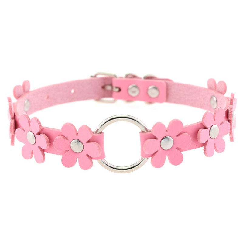 (image for) Flower PU Leather O-Ring Collar