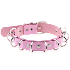 Multiple Rings Double Leather Collar