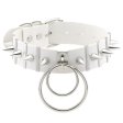 (image for) Spiked Rivet Double Ring Pendant Collar