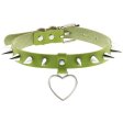 (image for) Spike Studded Heart Pendant Leather Collar