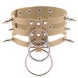 (image for) Three-row Silver-ring Rivet Spiked Collar