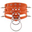 (image for) Three-row Silver-ring Rivet Spiked Collar