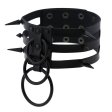 (image for) Three-row Black-ring Rivet Spiked Collar