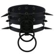 (image for) Three-row Black-ring Rivet Spiked Collar