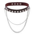 (image for) Rivet Spiked Leather Collar With Chain