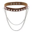 (image for) Rivet Spiked Leather Collar With Chain