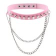 (image for) Rivet Spiked Leather Collar With Chain