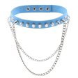(image for) Rivet Spiked Leather Collar With Chain