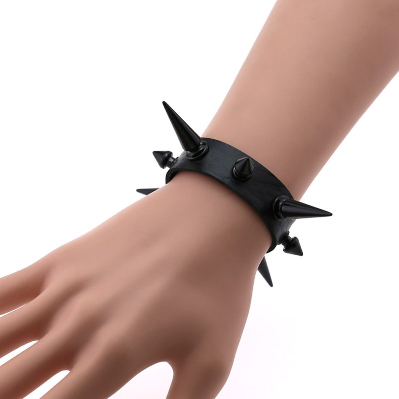 (image for) One Row Studded PU Leather Bracelet