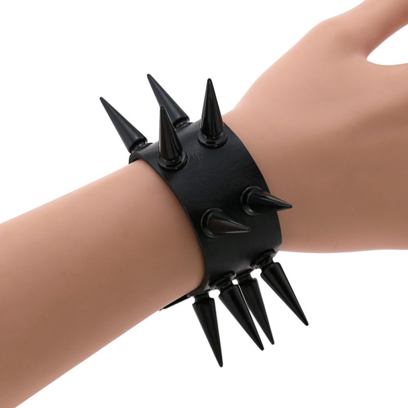 (image for) Two Row Studded PU Leather Bracelet