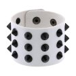 (image for) Three-row leather studded wide bracelet