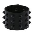 (image for) Three-row leather studded wide bracelet
