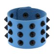 (image for) Three-row leather studded wide bracelet