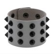 (image for) Three-row leather studded wide bracelet