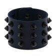 (image for) Three-row leather studded wide bracelet