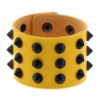 (image for) Three-row leather studded wide bracelet