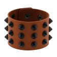 (image for) Three-row leather studded wide bracelet