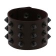 (image for) Three-row leather studded wide bracelet