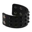 (image for) Three-row leather studded wide bracelet