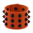 (image for) Three-row leather studded wide bracelet