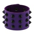 (image for) Three-row leather studded wide bracelet