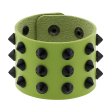 (image for) Three-row leather studded wide bracelet