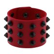 (image for) Three-row leather studded wide bracelet