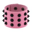 (image for) Three-row leather studded wide bracelet