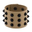 (image for) Three-row leather studded wide bracelet