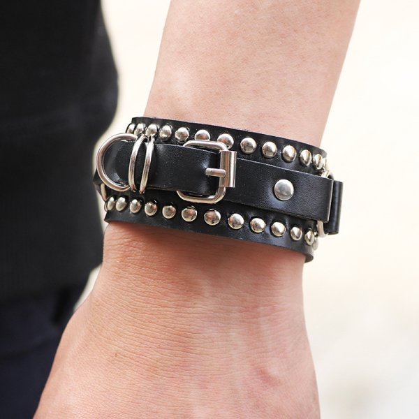 (image for) Rivet Wide Cuff Leather Bracelet