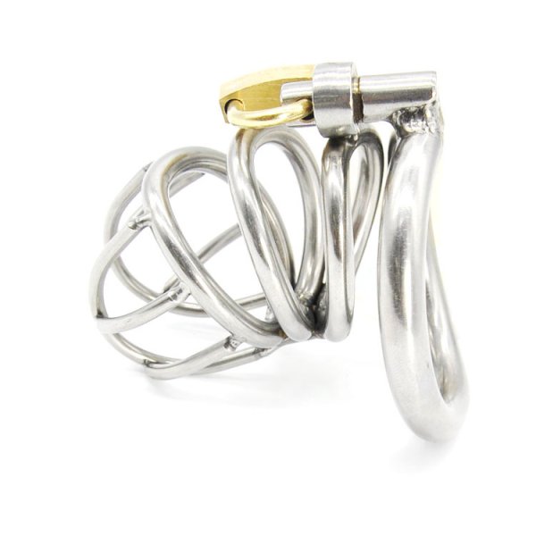(image for) Bent Ring Stainless Steel Chastity Cage