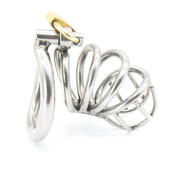 (image for) Bent Ring Stainless Steel Chastity Cage