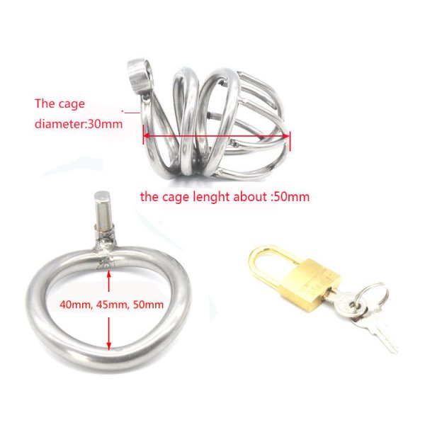 (image for) Bent Ring Stainless Steel Chastity Cage