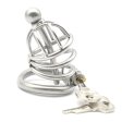 (image for) Bent Ring Chastity Cage with Metal Urethral Plug