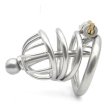 (image for) Bent Ring Chastity Cage with Metal Urethral Plug