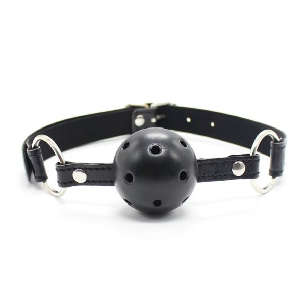 (image for) Pin Buckle Breathable O Ring White Strap Ball Gag