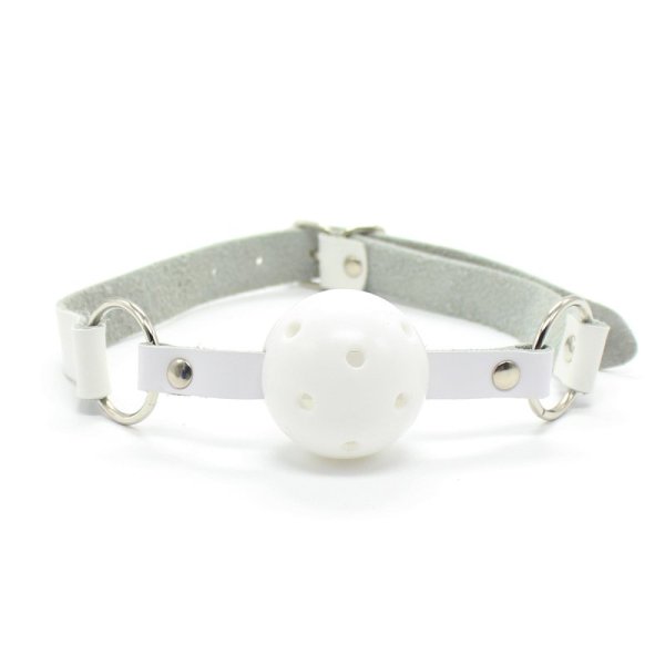 (image for) Pin Buckle Breathable O Ring White Strap Ball Gag