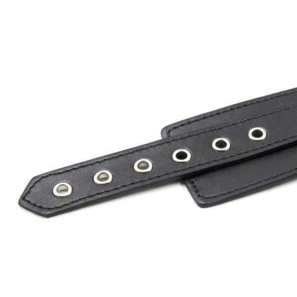 (image for) Leather Lockable Neck Collar With Handcuffs
