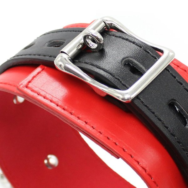 (image for) Leather Locking Red/Black Fetish Collar