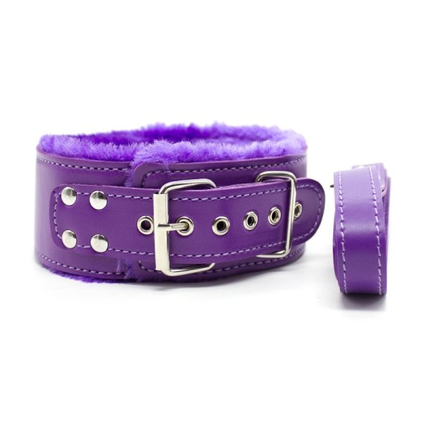 (image for) Plush Lined Leather Lead Collar - Pin Lock