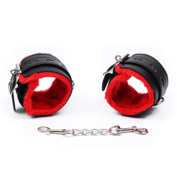 (image for) Red & Black Plush Wrist / Ankle Cuffs