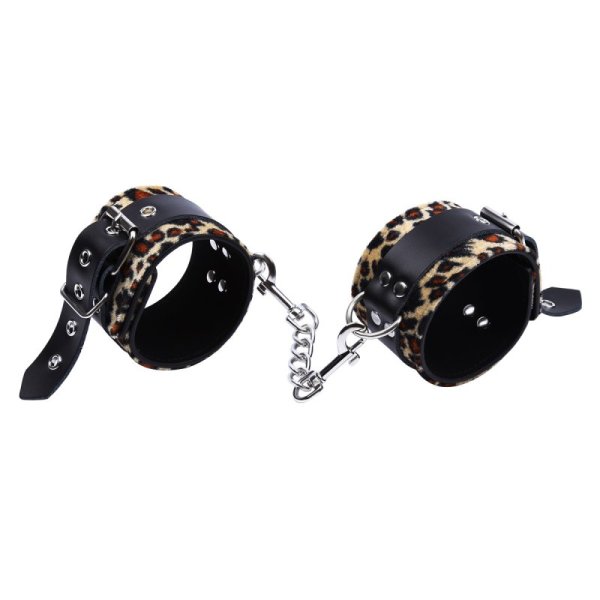 (image for) Leopard Print Pin Buckle Handcuffs