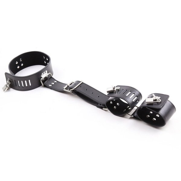 (image for) Faux Leather Neck To Wrist Restraint With Belt