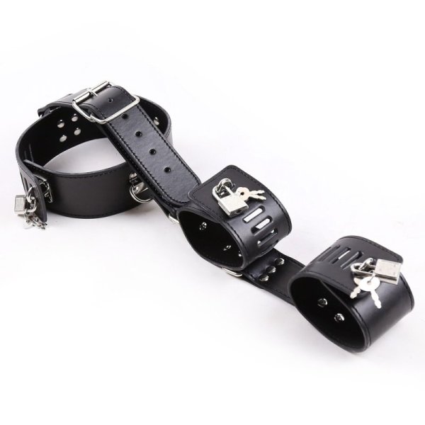 (image for) Faux Leather Neck To Wrist Restraint With Belt