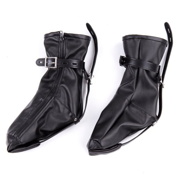 (image for) Black Soft Leather Foot Bondage Booties